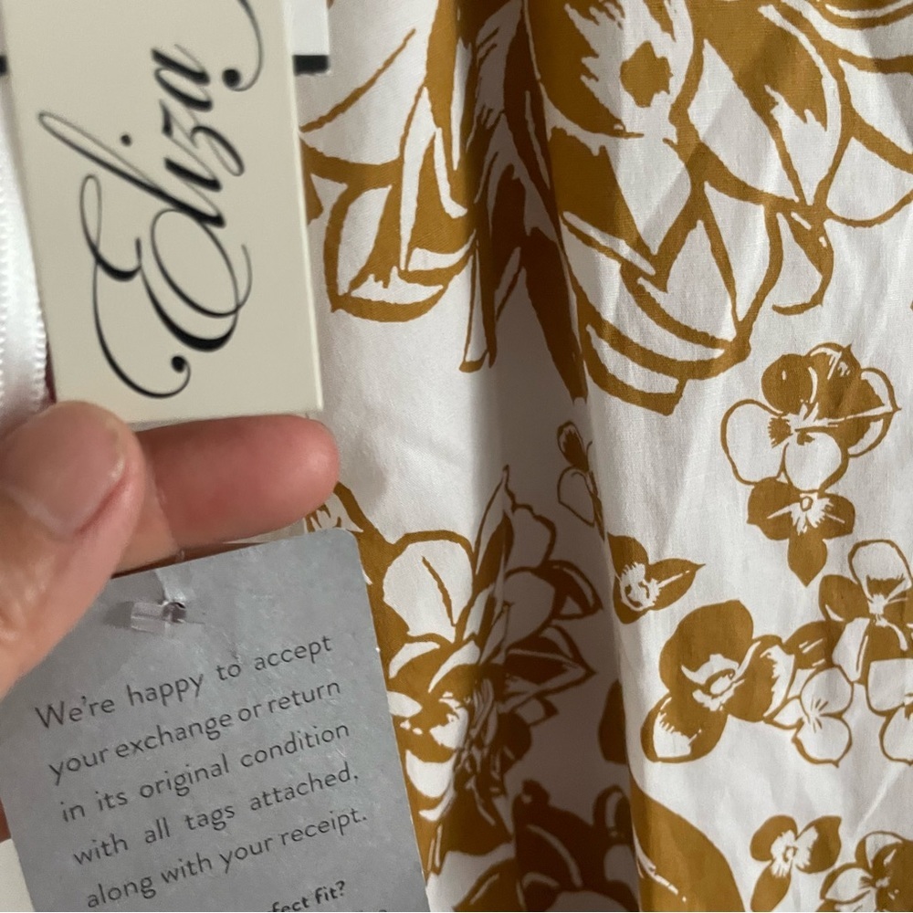 Eliza J White and Brown Floral Mini Dress size 14 - Picture 3 of 7